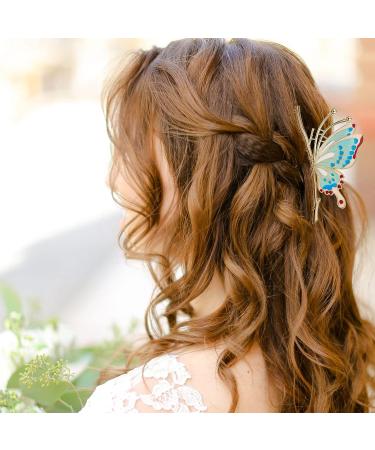 4-Pc Set 4.3 Inch Butterfly Hair Claw Clips - Sparkly Non-Slip Metal Hairpins for Women & Girls - Buy Online on GoSupps.com