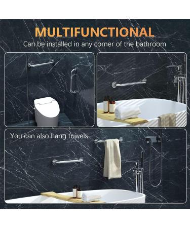 Chrome Shower Grab Bar 16 Inch Munzong Stainless Steel Handicap Grab Bar W/Anti-Slip Knurled Grip Bathroom Balance Support Bar Toilet Safety Assist Handle Handrail for Elderly Senior Disabled 16IN Chrome - Buy Online on GoSupps.com