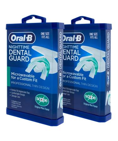 Oral-B Nighttime Dental Guard – Less Than 3-Minutes for Custom Teeth Grinding Protection with Scope Mint Flavor – Made in an FDA Audited USA Facility (2 Pack)