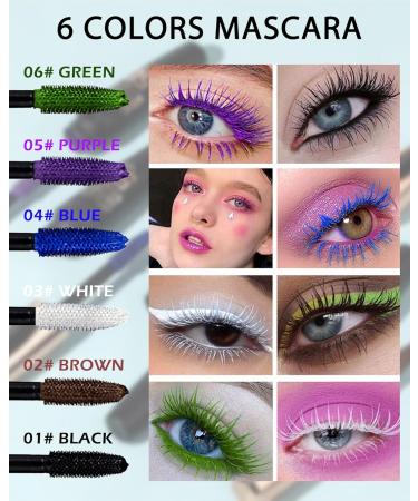 Brown Waterproof Mascara for Eyelashes 5D Silk Fiber Mascara with Folding Eyelash Comb Brush Liquid Colored Mascara Lash Extensions Volumizing and Thick Smudge-proof Long Lasting Party Stage Use - Buy Online on GoSupps.com