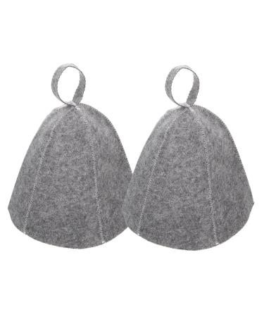 2 pieces saunahut felt sauna hat sauna set Filzhut sauna cap bath cap felt cap wool felt hats for women wellness shower sauna accessories headgear gray for sauna