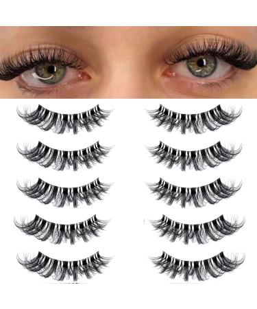 KSYOO Clear Band Faux Mink Lashes D Curl 8-15mm Cat Eye Lashes That Look Like Extensions Semi-dramatic Strip Lash 3D Multi-layered Invisible Band Fake Eyelashes Easy to Apply - 5Pairs (Clear Band V1) - Buy Online on GoSupps.com