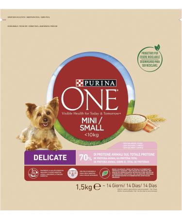 PURINA ONE Mini Small Delicate Adult Dog Food with Salmon and Rice 6 x 1.5 kg Bags - Buy Online on GoSupps.com