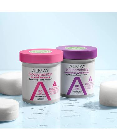 Almay Biodegradable Oil-Free Makeup Remover Pads | Micellar | Hypoallergenic | Cruelty-Free | Fragrance-Free | 80 Count - Buy Online on GoSupps.com