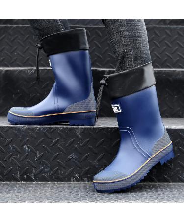HSBDNZQ Men's Waterproof PVC Rain Boots - Lightweight, Durable, Slip-Resistant Garden Boots in Blue-Orange - Ideal for Farming, Gardening, Fishing (Size 9) - Buy Online on GoSupps.com