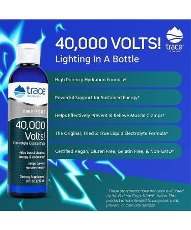 40,000 Volts! Trace Minerals Liquid Electrolyte Drops 3 Pack - Relief of Dehydration, Leg & Muscle Cramps | Energy & Endurance Support | Magnesium, Potassium, Sulfate, Boron - 8oz - Buy Online on GoSupps.com