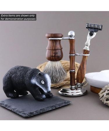 Haryali London Razor Set - Premium 3-Part Wooden Shaving Set with 3 Blades & Stainless Steel Brush - Perfect Gift Idea - Buy Online on GoSupps.com