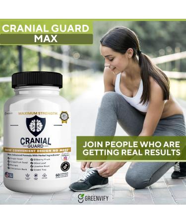 GREENVIFY Cranial Guard Maximum Strength Brain Support Supplement 60 Capsules 30 Day Supply with Vitamins & Herbal Ingredients (1) - Buy Online on GoSupps.com