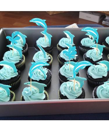 Arthsdite 24Pcs Dolphin Cupcake Toppers Under the Sea Theme Cupcake Picks Ocean Animal Baby Shower Kids Birthday Party Cake Decorations Supplies - Blue Glitter - Buy Online on GoSupps.com