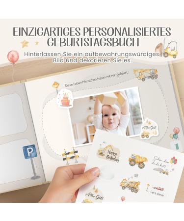 Birthday Memory Album with Stickers | Photo Book for Boys Ages 1-12 | Fill-in Reminder Book & Perfect Gift (Excavator Theme) - Buy Online on GoSupps.com