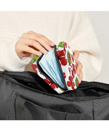 Red Hibiscus Flowers Sanitary Napkin Storage Bag - Portable Menstrual Cup Pouch for Women and Teens - Multi-colored - Buy Online on GoSupps.com