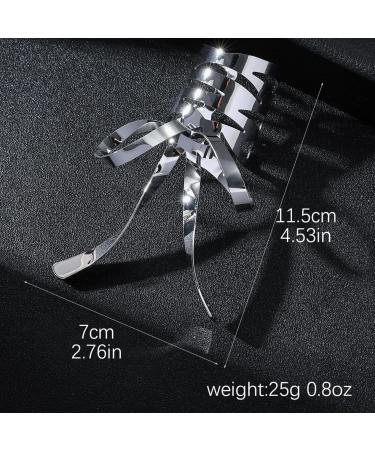 Xtauaguh Metal Bowknot Hair Clips - Girls Retro Barrette | Solid Color French Barrette Bows Hairpin for Adults Girls All Ages Kids Silver - Buy Online on GoSupps.com