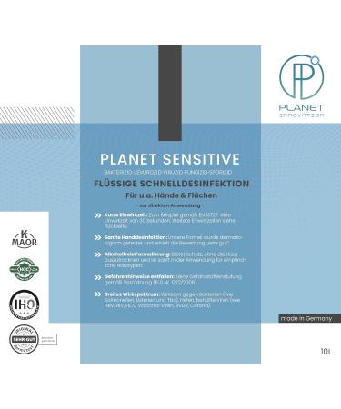 Buy Planet Sensitive - 10L Non-Alcoholic Disinfectant for Hands & Surfaces | Halal & Kosher | Effective Against Bacteria Viruses Mold & More - Buy Online on GoSupps.com