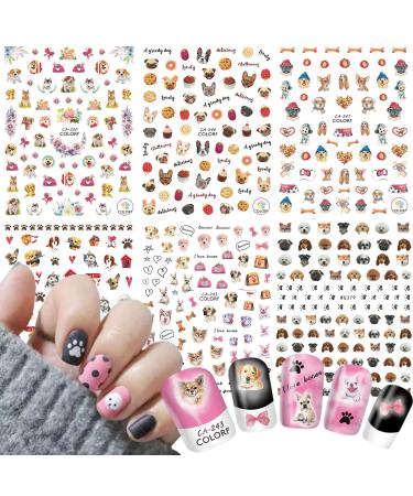 Cute Dog Nail Art Stickers  Cartoon Dog Nail Decals  3D Puppy Self-Adhesive Sticker Design Holographic Animal Nail Art Decal Supplies for Women Girls Manicure Charms Decoration DIY Nail Sticker