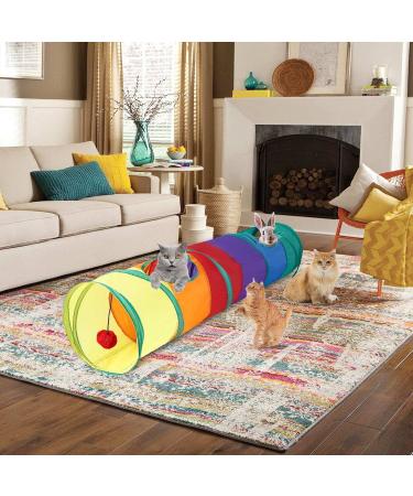 Shoze Cat Tunnel Collapsible Cat Toys Tunnel with 2 Peek Holes Rainbow Tunnel for Indoor Cats Pet Interactive Play Tunnels with a Play Ball Exercising Hiding Training and Running with Fun - Buy Online on GoSupps.com