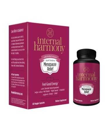 Internal Harmony Menopause Relief for Women - Hot Flashes and Night Sweat Relief, Reduce Stress, Calming and Energy Support contains geniVida, KSM-66 Ashwagandha, DIM, Dong Quai, Black Cohosh, 60 capsules