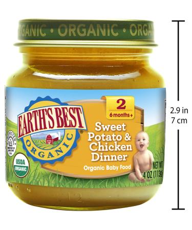 Earth's Best Organic Stage 2 Baby Food - Sweet Potato & Chicken Dinner 4 oz Jar - Buy Online on GoSupps.com