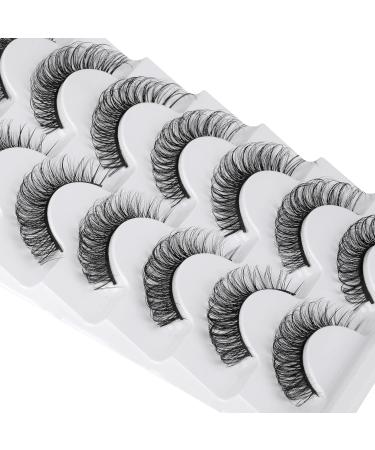 JIMIRE Cat-Eye Faux Mink Eyelashes - 7 Pairs Pack | D Curl Wispy Thin Russian Strip 15MM 3D Eyelash for Natural Look - Buy Online on GoSupps.com