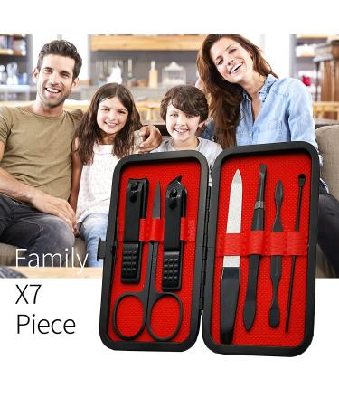 Luxury 7-Piece Manicure Set for Men and Women | Professional Grooming Nail Kit with Case & Cleaning Tools | Portable Pedicure Set in Sleek Black Design - Buy Online on GoSupps.com