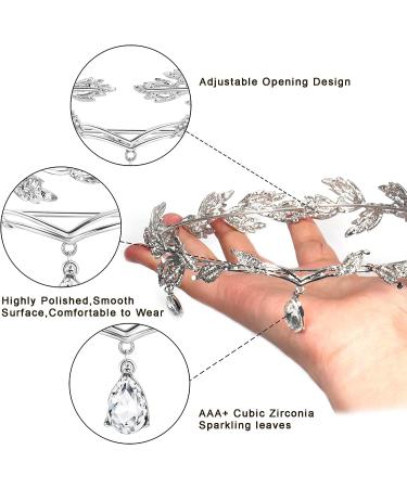 Sailimue Rhinestone Leaf Wedding Fairy Crown Headband - Bridesmaid Tiara Headpiece - Silver Tone - Buy Online on GoSupps.com