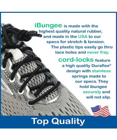 iBungee Laces: 34-inch Black Elastic No Tie Shoelaces (Made in the USA) - Buy Online on GoSupps.com