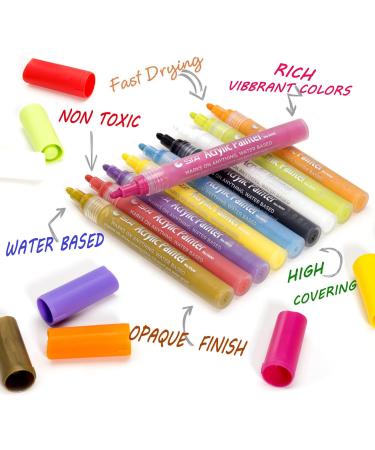 MISULOVE Acrylic Paint Pens - 12 Medium Tip Colors | Waterproof Ink for Rock, Wood, Glass, Metal & Ceramic | DIY Craft Making Supplies - Buy Online on GoSupps.com