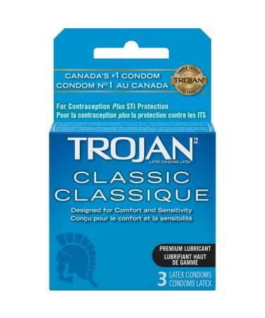 TROJAN Classic Lubricated Latex Condoms Smooth Design 3 Count