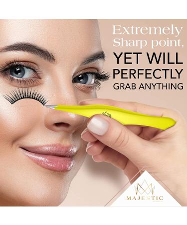 Majestic Bombay Yellow Fine Point & Slant Tweezers Set for Precision Hair Removal â€“ Stainless Steel, Ideal for Splinters, Ticks, & Brow Grooming - Buy Online on GoSupps.com