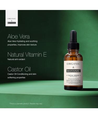 Organic & Botanic Amazonian Berry Facial Serum - 30ml | Instant Hydration & Vegan Skincare for All Skin Types | Made in the UK - Buy Online on GoSupps.com