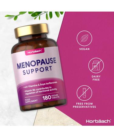 Menopause Support Tablets for Women | 180 Vegan SOYA Isoflavones & Vitamin B6 Tablets by Horbaach - Buy Online on GoSupps.com