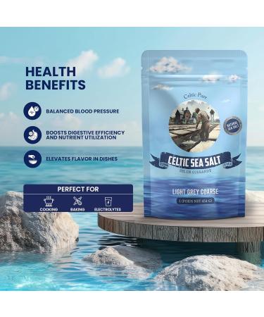 1lb Celtic Sea Salt - (454g) | 100% Organic Unrefined Celtic Salt | Rich in 82+ Essential Minerals | Hand Harvested Light Grey Coarse Celtic Salt Crystals from France - Buy Online on GoSupps.com