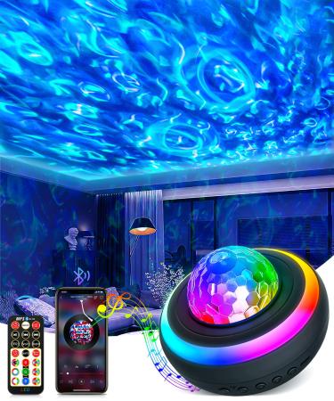 Galaxy Projector Night Light - LED Projector Music Bluetooth Speaker and Remote Control Ocean Wave Lights Lamps Ceiling Projector Light Music Night Light USB-2