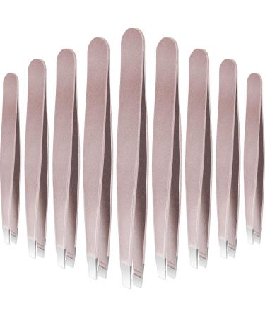 12 Pieces Eyebrow Tweezers Stainless Steel Slant Tip Tweezers Facial Hair Eyebrow Precision Tweezers for Men and Women (Rose Gold)