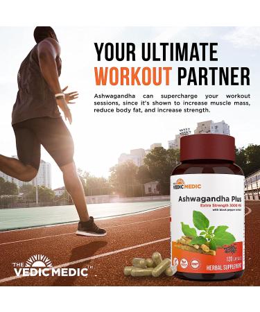 Organic Ashwagandha Capsules 3000mg with Black Pepper Extract - GMP Certified - 120 ct - Natural Supplement - Buy Online on GoSupps.com