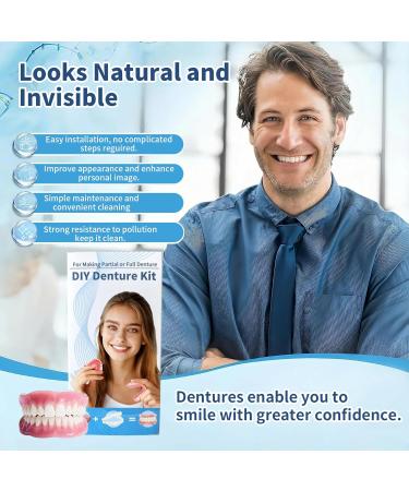Kaimloyou DIY Denture Kit - Top & Bottom Fake Teeth with Comfort Fit for Everyday Use Natural-Looking Emergency Replacement Solution (Size fits Most People as it can be Adjustable) - Buy Online on GoSupps.com