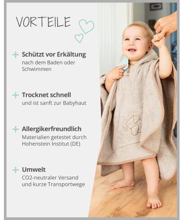 ULLENBOOM BADEPONCHO BABILY | 100% Cotton Terry Baby Bath Towel & Robe (1-3 Years) | Oeko-Tex Certified | Made in EU - Buy Online on GoSupps.com
