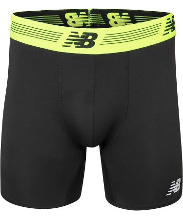 New Balance Men's Premium Performance 9 Boxer Brief Underwear 2-Pack - Black/Steel Woodgrain (Size Large) - Buy Online on GoSupps.com