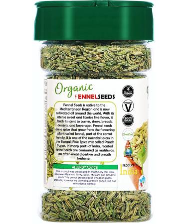 Rani Organic Fennel Seeds (Saunf Sabut) 2.5oz PET Jar - USDA Certified, All Natural, Vegan, Gluten Friendly, NON-GMO - Indian Origin Spice - Buy Online on GoSupps.com