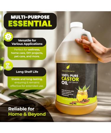 Natural Elements 100% Castor Oil USP Grade | Cold Pressed | Hexane Free | High Purity Premium Quality - Buy Online on GoSupps.com