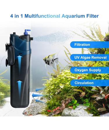 Coospider 4 in 1 Aquarium Dipping Internal U-V Filter & Pump | 5W U-V Light Sterilizer for Tanks up to 150L | Includes Replacement Pear & Filter Sponge - JUP-02 - Buy Online on GoSupps.com