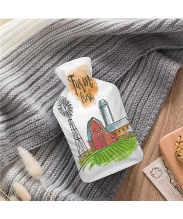 Farm Hot Water Bottle with Plush Cover Hand Warmer for Adults & Children | 26.5x15.3cm | Shop Internationally - Buy Online on GoSupps.com
