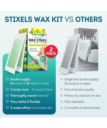 Wax Strips for Hair Removal - 80 Count Waxing Kit for Women & Men - Face, Body, Legs, Arms, Armpits, Bikini - Includes 48 Body Strips, 16 Face Strips, 16 Oil Wipes - Hair Remover Wax Kit (2 Pack) - Buy Online on GoSupps.com