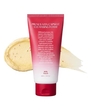 MILKTOUCH Prunus Vita Capsule Foaming Cleanser for All Skin Types | Foaming Face Wash for Oily Skin Gentle Face Cleanser | Gentle Hydrating Facial Cleanser Moisturizing Face Wash 10.14 fl oz