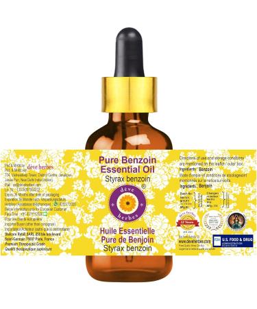 Deve Herbes Pure Benzoin Essential Oil (Styrax Benzoin) with Glass Dropper Steam Distilled 15ml (0.50 oz) - Buy Online on GoSupps.com