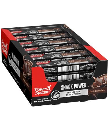 Power System Snack Power Dark Chocolate Protein Bar 24x45g | 35% Protein - Buy Now! - Buy Online on GoSupps.com