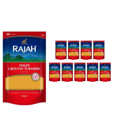 Rajah Spices Haldi Ground Turmeric Holud Haldi Haldar Haladi 100g Pack of 10
