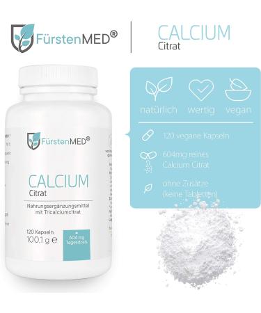 F rstenMED Calcium Citrate Capsules - High-Dose Vegan Calcium Supplement Pure Citrate - 120 Additive-Free Capsules for Optimal Health - Buy Online on GoSupps.com