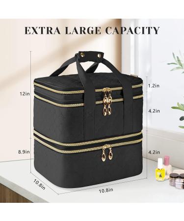 BAGMIND 3-Layer Nail Polish Organizer Case with Detachable Compartment - Portable Black Nail Polish Holder - Buy Online on GoSupps.com
