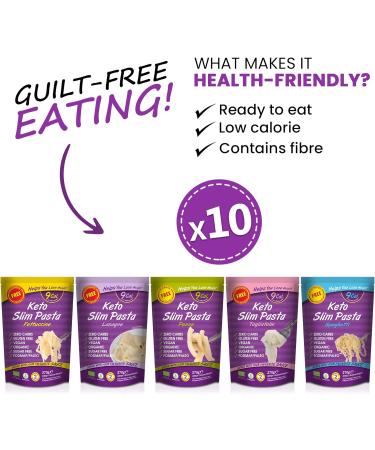 Eat Water Slim Konjac Pasta Penne Fettuccine Spaghetti Lasagne & Tagliatelle - Zero Sugar Low Calorie Keto Paleo & Vegan Diets | 2 of Each 270g - Buy Online on GoSupps.com