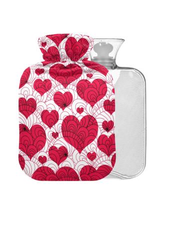 Valentine Hearts Hot Water Bottle with Cover 2L Large Hot Water Bag for Cramp Pain Relief